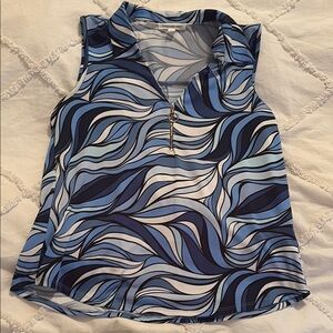 Stylish Blue Patterned Women's Top ladies size large
